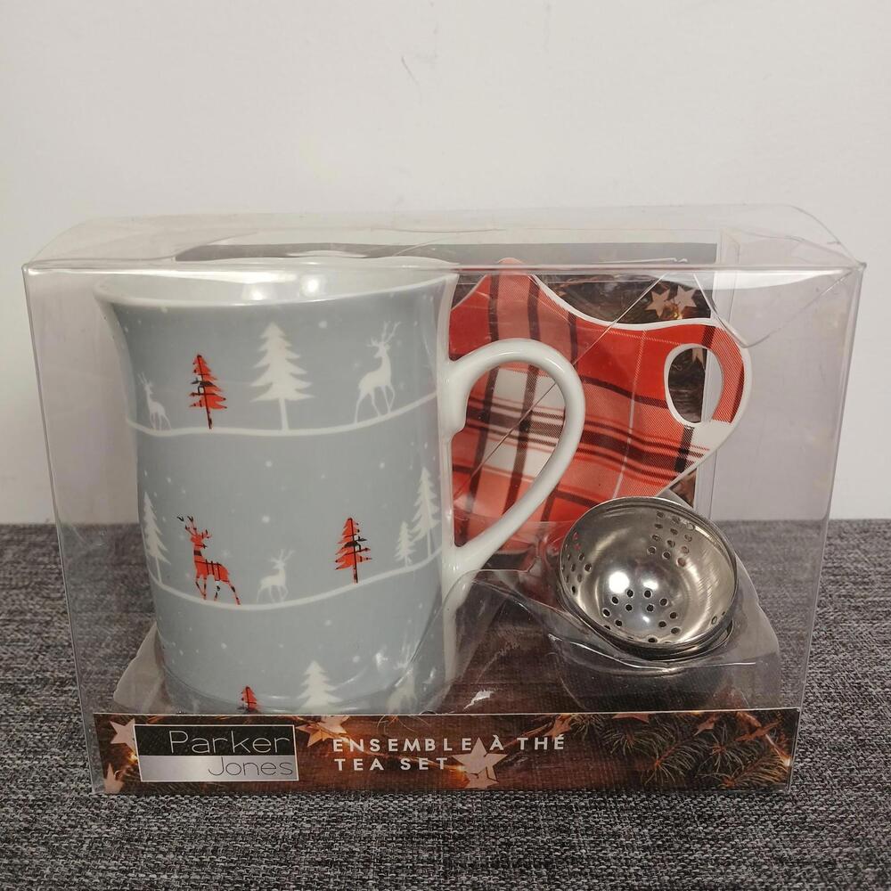 Parker Jones Tea Gift Set Mug Infuser Spoon Rest New Sealed